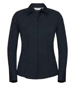 Russell Collection Ladies Long Sleeve Fitted Poplin Shirt