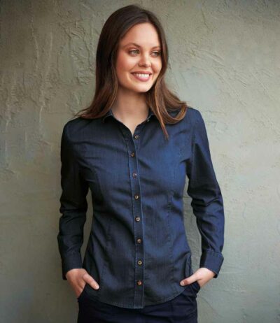 Image for Brook Taverner Ladies Banff Long Sleeve Chambray Shirt