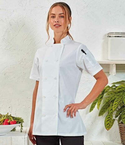 Image for Premier Ladies Short Sleeve Chef’s Jacket