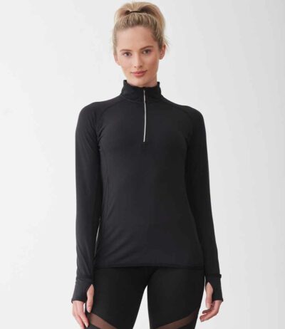 Image for Tombo Ladies Long Sleeve Zip Neck Performance Top