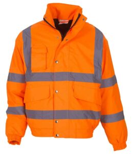 Orange Yoko branded Hi-vis classic bomber jacket