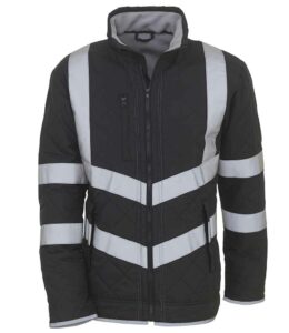 Black Yoko branded hi-vis padded jacket with zip pockets