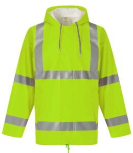 Yellow Yoko branded waterproof hi-vis jacket