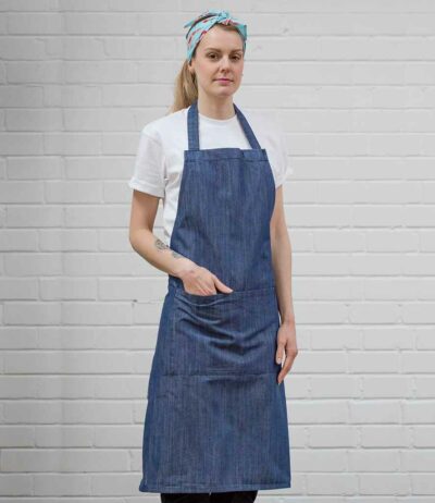 Image for Dennys Cross Dyed Denim Bib Apron with Pocket