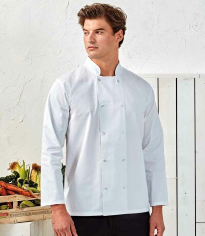 Image for Premier Unisex Long Sleeve Stud Front Chef’s Jacket