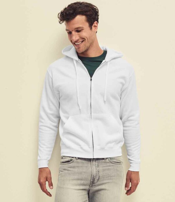 White Fruit of the Loom Classic Zip Hooded Sweatshirt