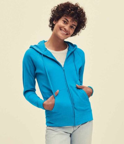 Image for Fruit of the Loom Lady Fit Lightweight Zip Hooded Sweatshirt