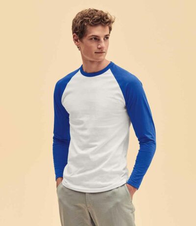 Image for Fruit of the Loom Contrast Long Sleeve Baseball T-Shirt