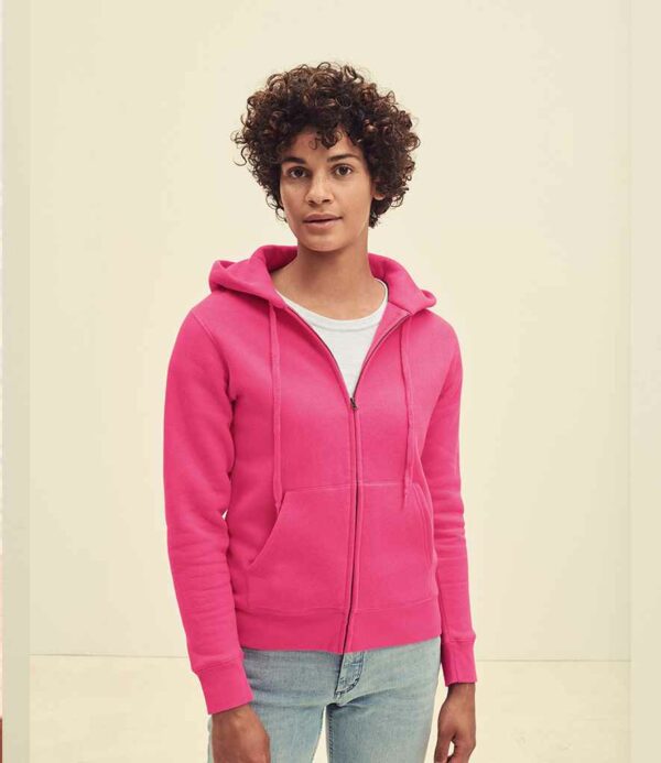 Pink Fruit of the Loom Premium Lady Fit Zip Hooded Jacket